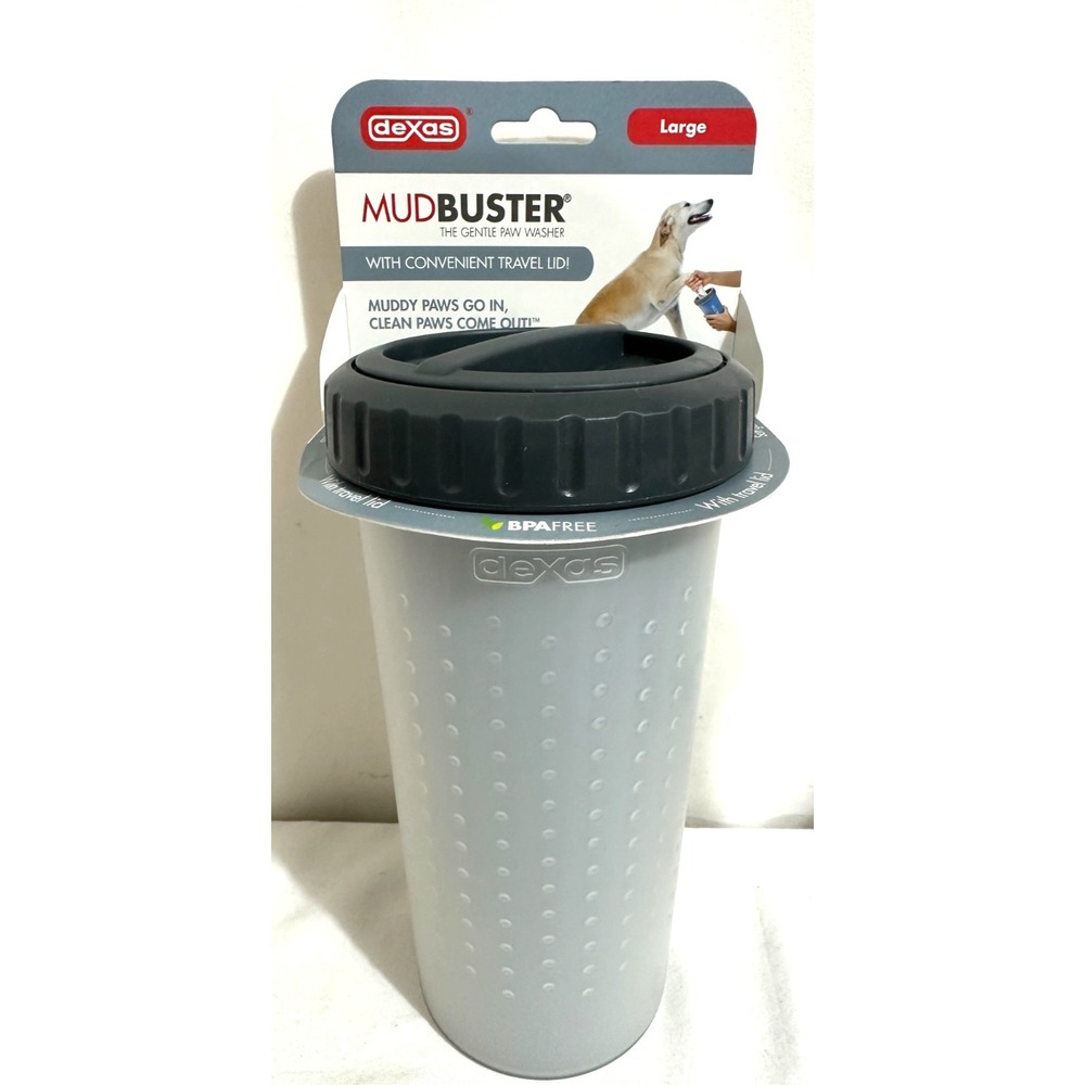 Dexas Mudbuster Gentle Dog Paw Washer With Travel Lid Large Size Gray